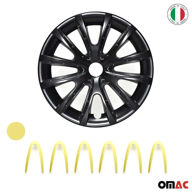 15" Wheel Covers Hubcaps for Toyota Black Yellow Gloss - OMAC USA