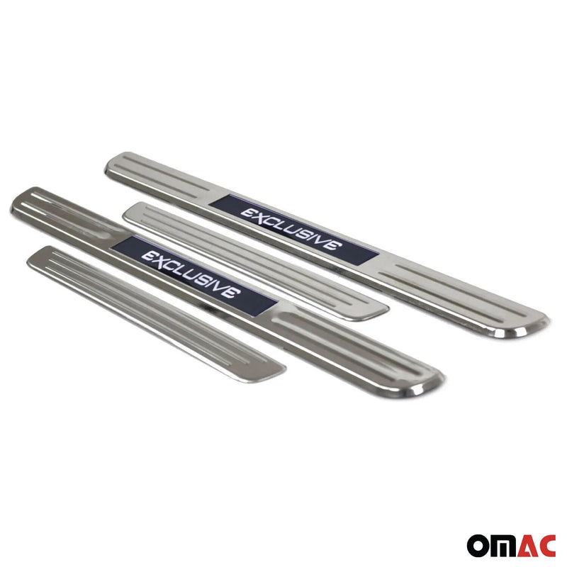 2013-2022 Mercedes A Class W176 W177 V177 Door Sill Scuff Plate Illuminated Exclusive Steel Silver 4Pcs