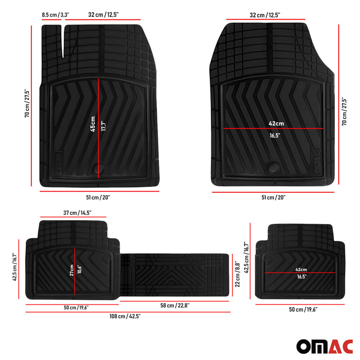 OMAC Rubber Floor Mats Heavy Duty Deep Channel for Car 5pcs Set