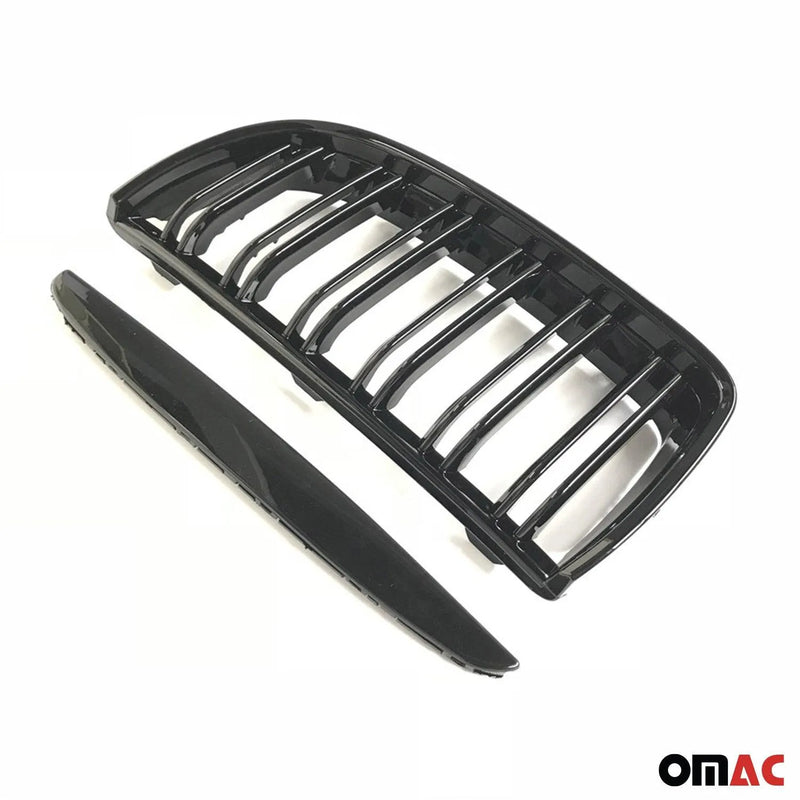 2005-2008 BMW 3 Series E90 E91 E92 E93 Pre-FL Front Kidney Grille M4 Style Gloss Black Dual Slat