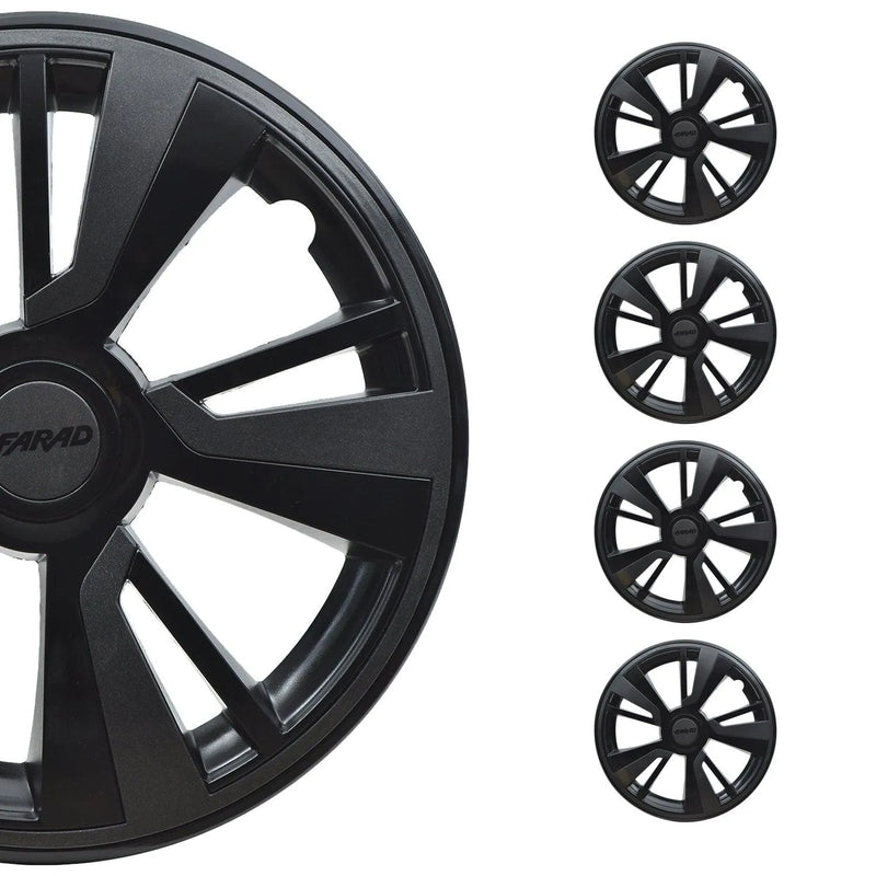 Twintone Hub Caps Wheel Cover 14" Black & Dark Gray Insert Full Set 4 pcs.