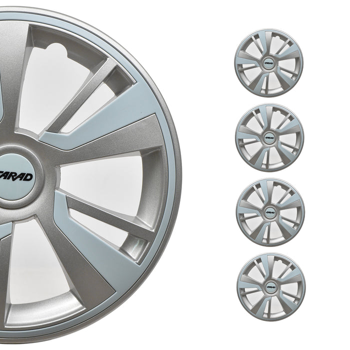 14" Hubcaps Wheel Rim Cover Grey with Light Blue Insert 4pcs Set