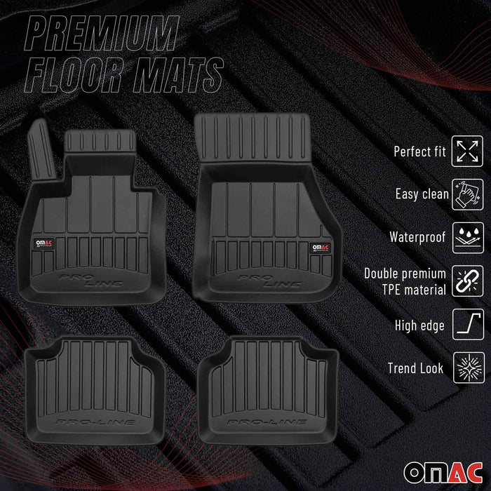 OMAC Premium 3D Floor Liners Mats Black for BMW 2 Series F45 2014-2023