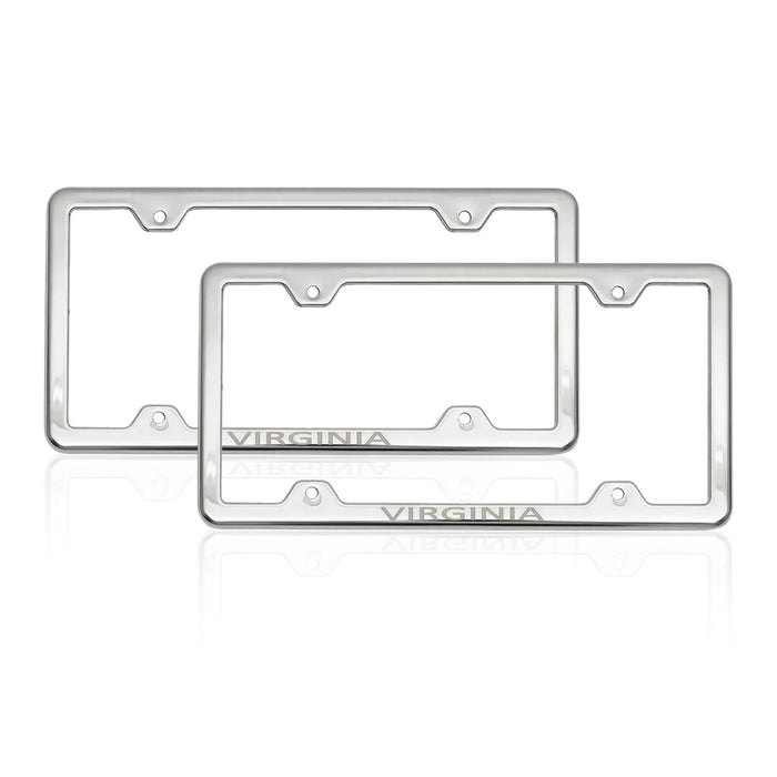 License Plate Frame tag Holder for Ford Fusion Steel Virginia Silver 2 Pcs