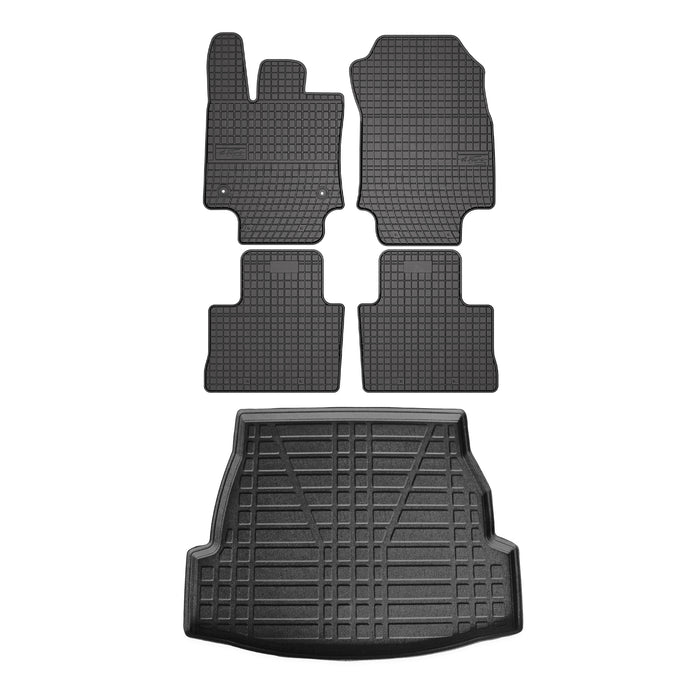 Floor Mats Cargo Liner Set for Toyota RAV4 2019-2024 3D Rubber Black 5 Pcs