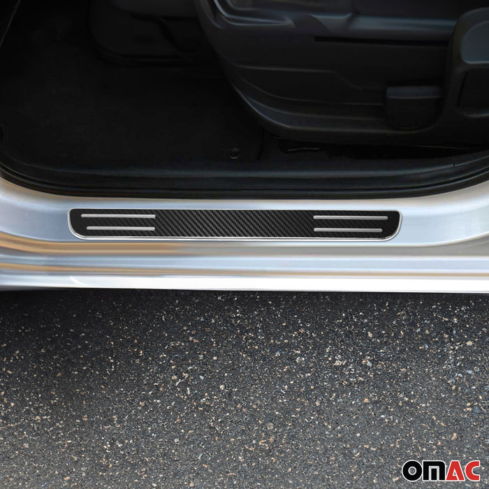 Door Sill Scuff Plate Scratch Protector for Dodge Ram Steel Carbon Foiled 2x