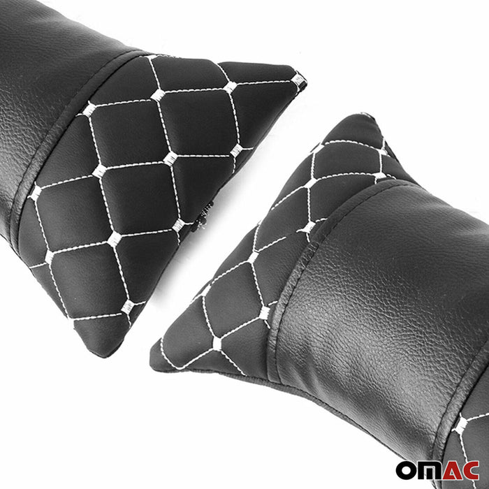 2x Car Seat Neck Pillow Head Shoulder Rest Pad Black and White PU Leather