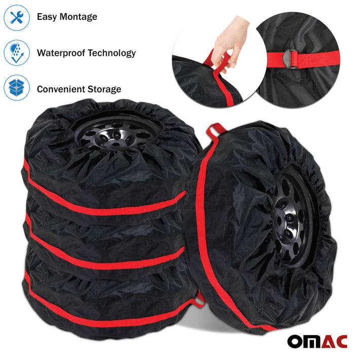 4 Pcs 14''-17" Car Spare Tire Cover Wheel Storage Bag Auto Protector Accessories