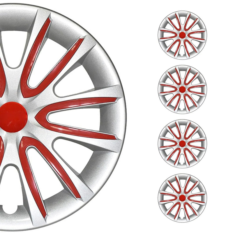 Bicolo Hub Caps Wheel Cover 16" Gray & Red Full Set 4 pcs.