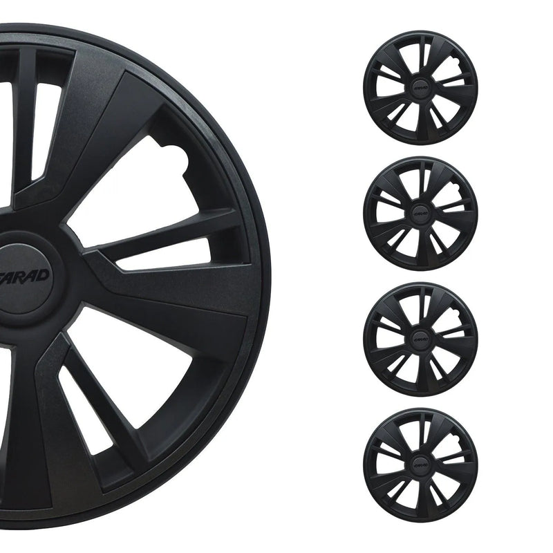 Twintone Hub Caps Wheel Cover 14" Black Matt & Black Insert Full Set 4 pcs.