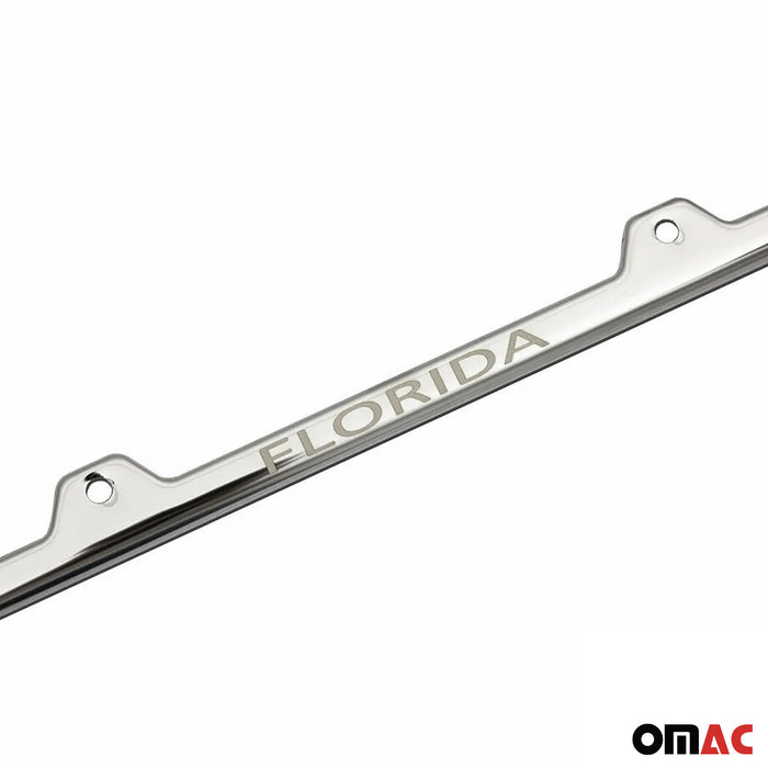 License Plate Frame tag Holder for Honda Odyssey Steel Florida Silver 2 Pcs