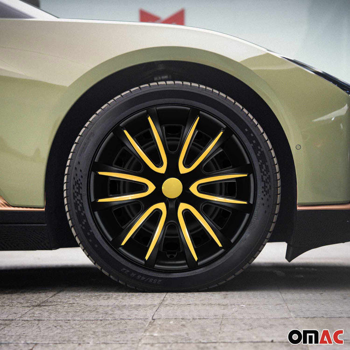 15" Wheel Covers Hubcaps for Audi Black Matt Yellow Matte
