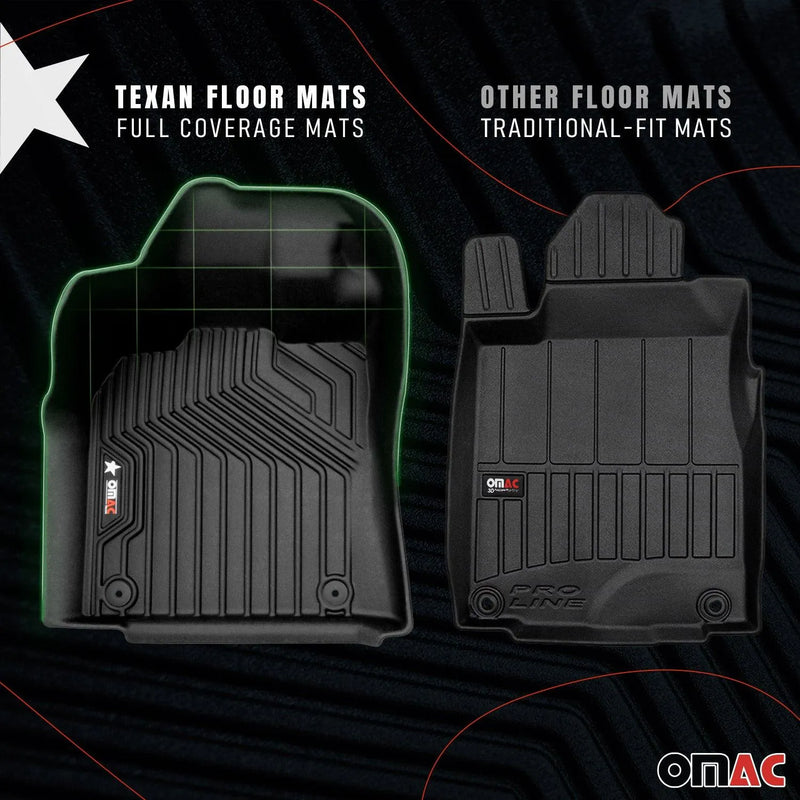 2016-2022 Honda Pilot Premium Floor Mats Liners First and Second Row Set Black