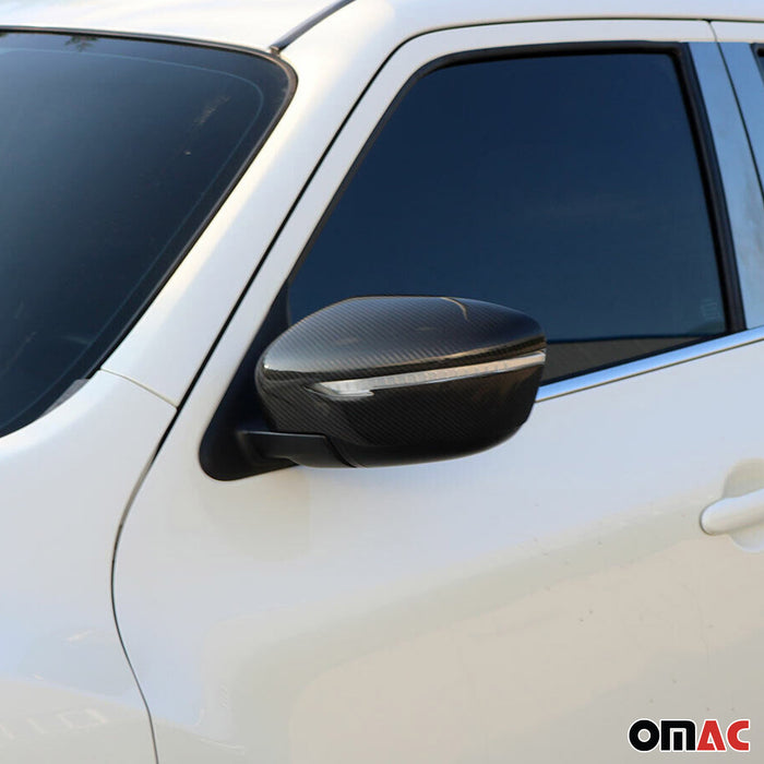 Side Mirror Cover Caps Fits Nissan Juke 2015-2017 Carbon Fiber Black 2 Pcs
