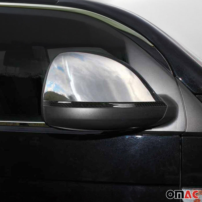Side Mirror Cover Trim Fits VW T6 Transporter 2015-2021 Carbon Fiber Black 2 Pcs