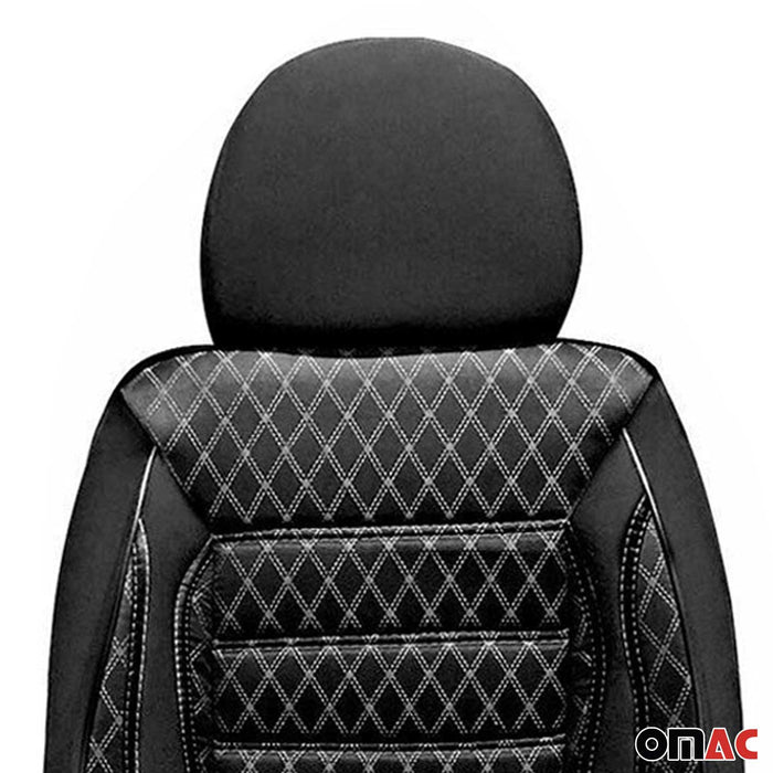 Front Car Seat Covers Protector for Fiat Black Breathable Cotton