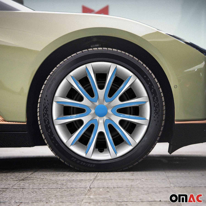 14" Wheel Covers Hubcaps for Kia Soul Grey Blue Gloss