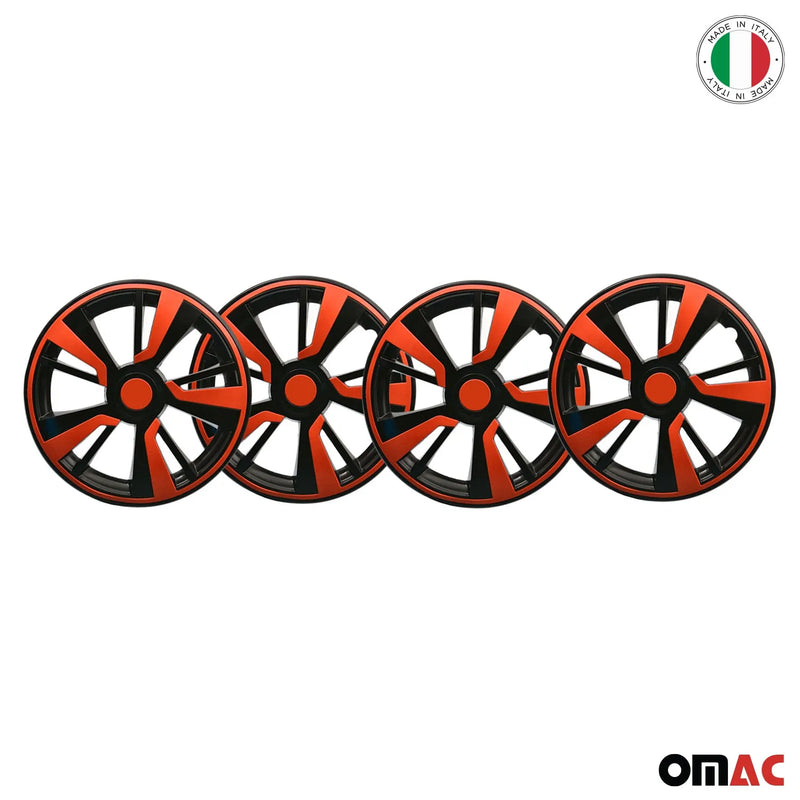 Twintone Hub Caps Wheel Cover 15" Black & Orange Insert Full Set 4 pcs.