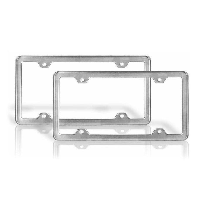 License Plate Frame tag Holder for Genesis Steel Brushed Silver 2 Pcs