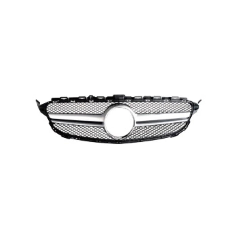 2019-2021 Mercedes-Benz C-Class C200 C300 C180 C250 C350e Front Grille Mesh AMG Style Chrome W/O C.Hole