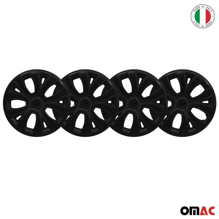 14" Hubcaps Wheel Rim Cover Glossy Black with Black Insert 4pcs Set