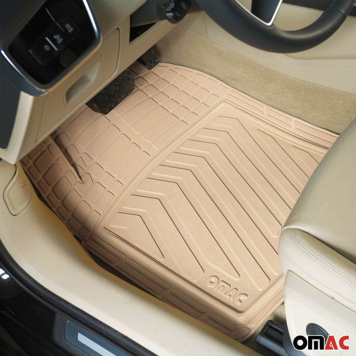 3D All-Weather Car Floor Mats Liner Set Trimmable 4 Pcs Tan for Ford F-350