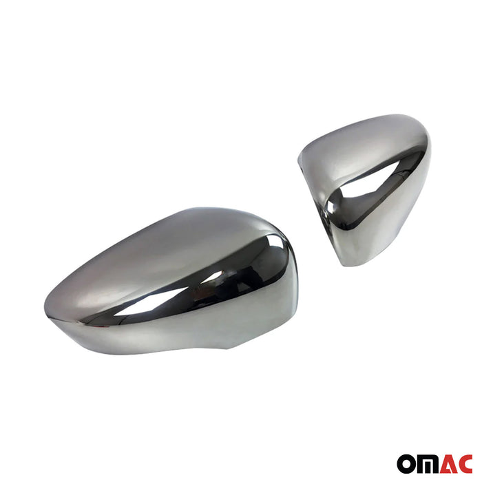 Side Mirror Cover Caps Fits Renault Clio 2012-2018 Steel Silver 2 Pcs