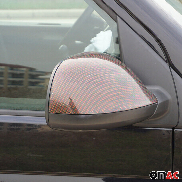 Side Mirror Cover Caps Fits VW T5 Transporter 2010-2015 Carbon Fiber Red 2 Pcs