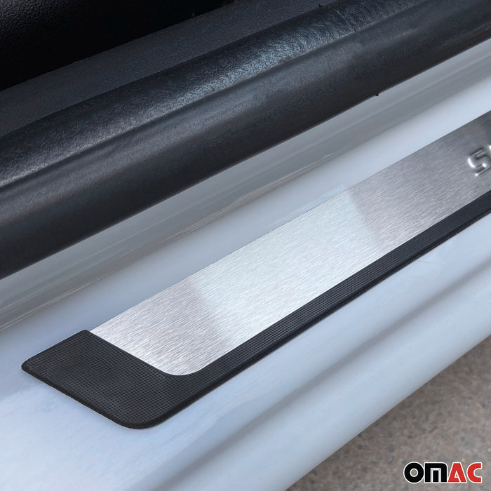 Door Sill Scuff Plate Scratch Protector for Toyota 4Runner Sport Steel Silver 2x