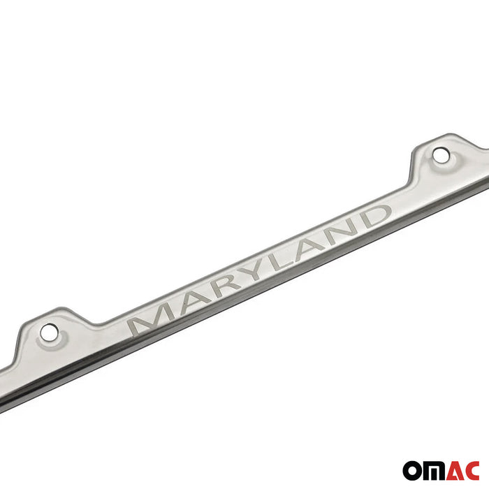 License Plate Frame tag Holder for Mitsubishi Outlander Steel Maryland Silver 2x