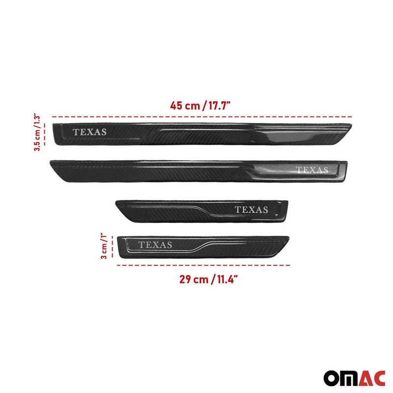 Kia Door Sill Scuff Plate Scratch Protector Carbon Fiber Black 4 Pcs