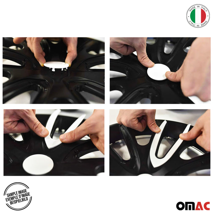 15" Wheel Covers Hubcaps for Kia Optima Black Matt White Matte