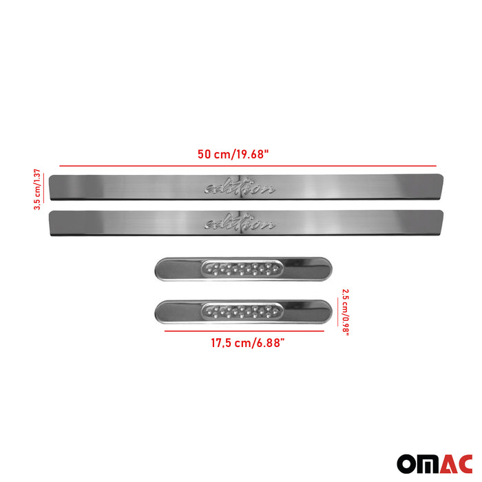 Door Sill Scuff Plate Scratch Protector for GMC Steel Silver Edition 4x
