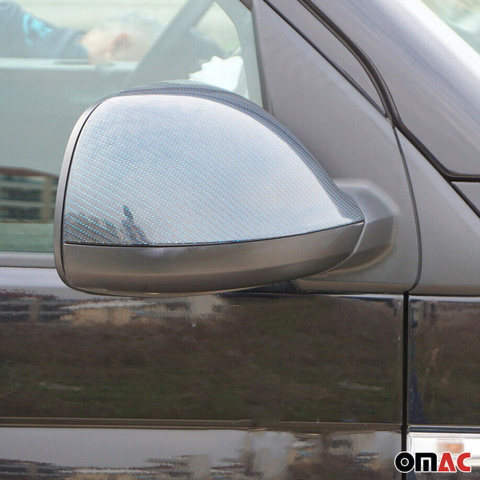 Side Mirror Cover Caps Fits VW T6 Transporter 2015-2021 Carbon Fiber Blue 2 Pcs