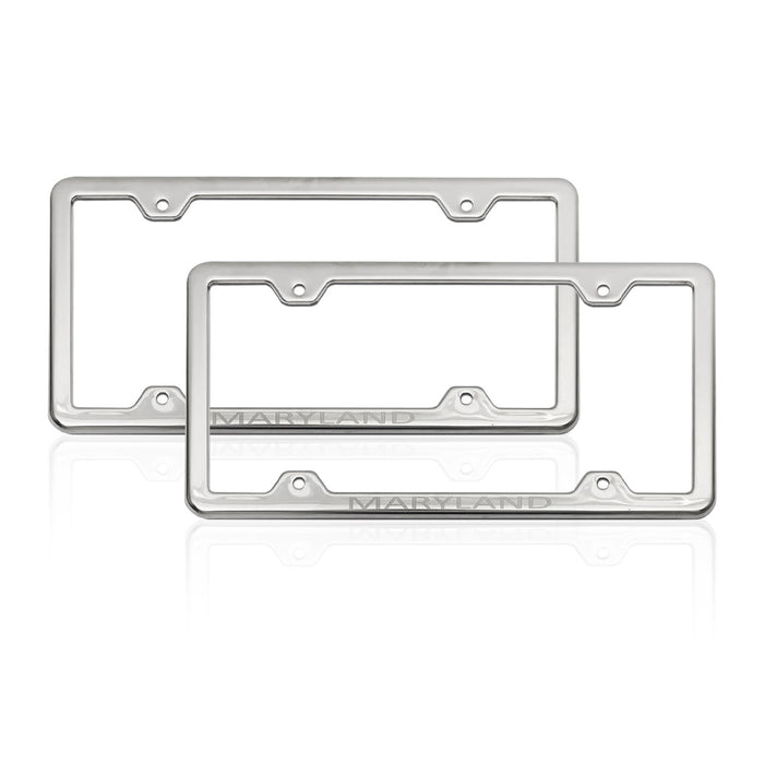 License Plate Frame tag Holder for GMC Sierra Steel Maryland Silver 2 Pcs