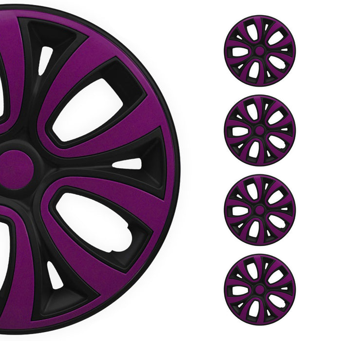 16" Hubcaps Wheel Rim Cover Glossy Black with Violet Insert 4pcs Set