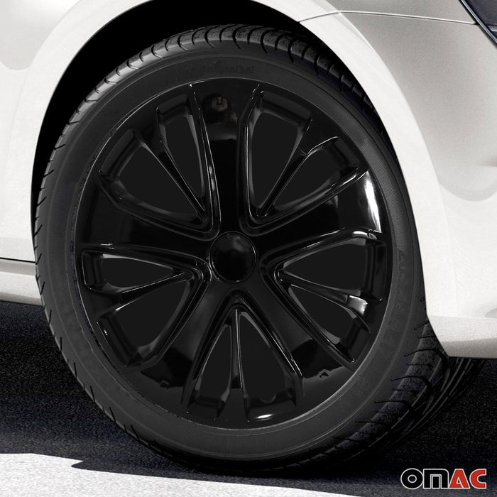15" Wheel Rim Cover Guard Hub Caps Durable Snap On ABS Accessories Black 4x