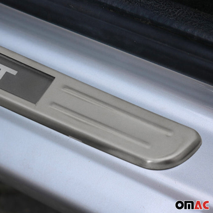Door Sill Scuff Plate Illuminated for BMW Brushed Steel Brushed Silver 4Pcs