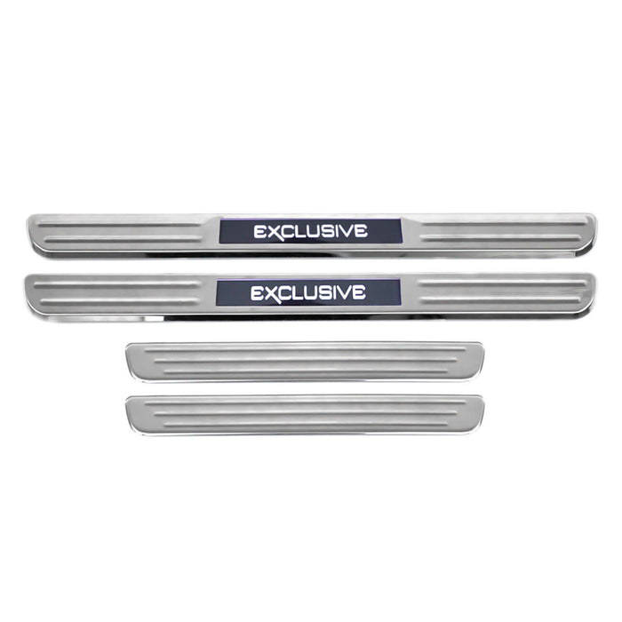 Door Sill Scuff Plate Illuminated for Mercedes C Class Exclusive Steel Silver 4x