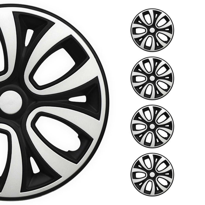 16" Hubcaps Wheel Rim Cover Glossy Black with White Insert 4pcs Set