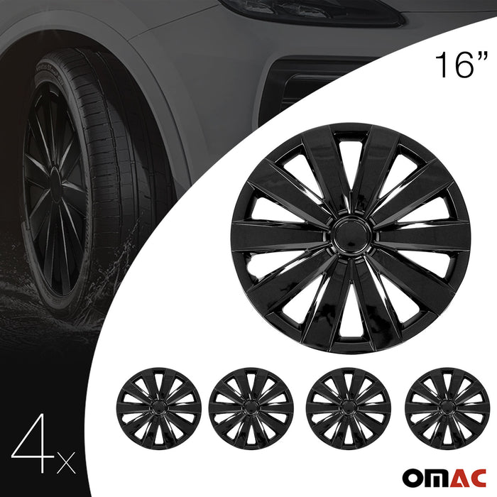 16 Inch Wheel Covers Hub Caps fits Mercedes ABS Black 4Pcs
