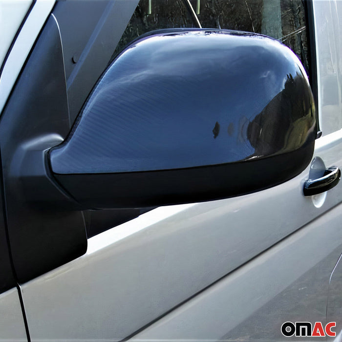 Side Mirror Cover Caps Fits VW T5 Transporter 2010-2015 Carbon Fiber Black 2 Pcs