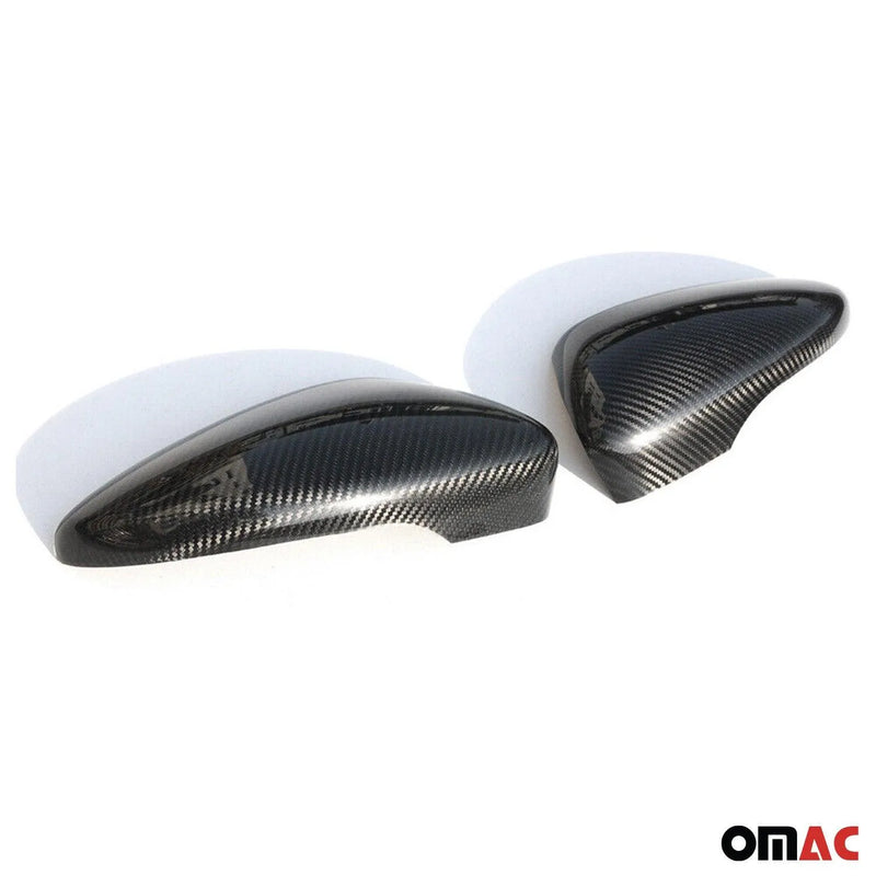 Side Mirror Cover Caps Fits VW Beetle 2012-2019 Carbon Fiber Black 2 Pcs - OMAC USA