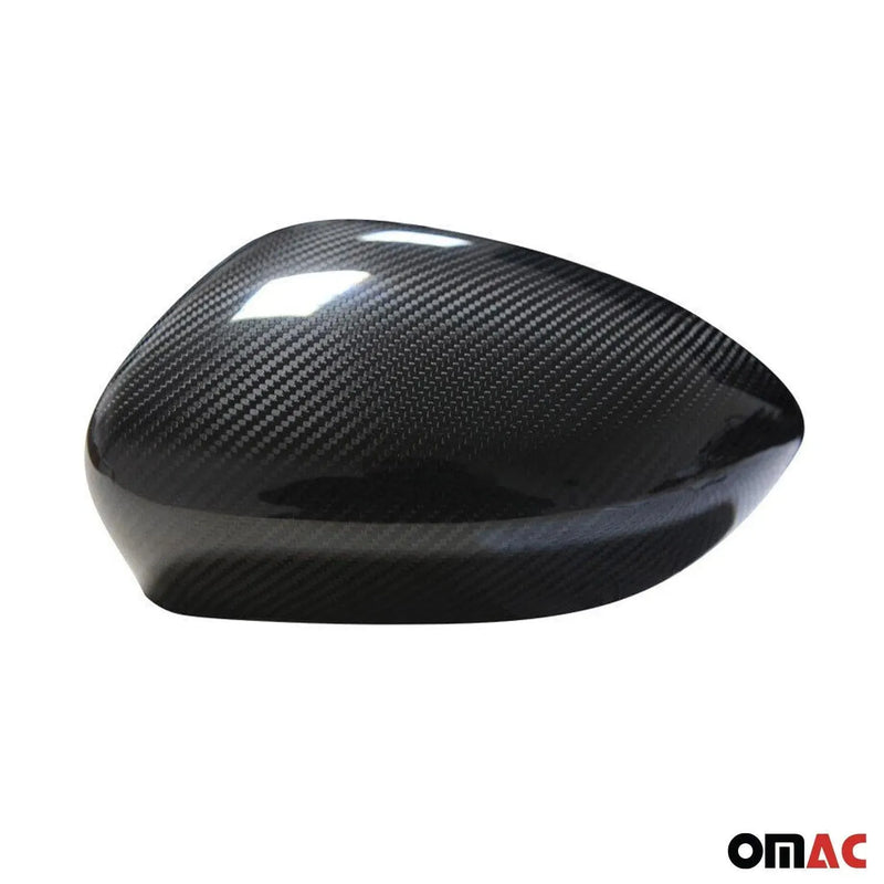 Side Mirror Cover Caps Fits Fiat 500 500C 2012-2019 Carbon Fiber Black 2 Pcs - OMAC USA