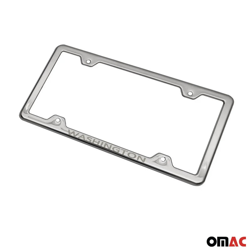 WASHINGTON Stainless Steel Chrome License Plate Frame Set