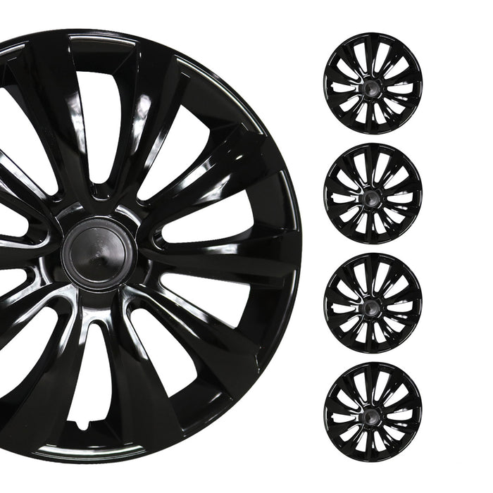 16" Wheel Rim Cover Guard Hub Caps Durable Snap On ABS Accessories Black 4 Pcs