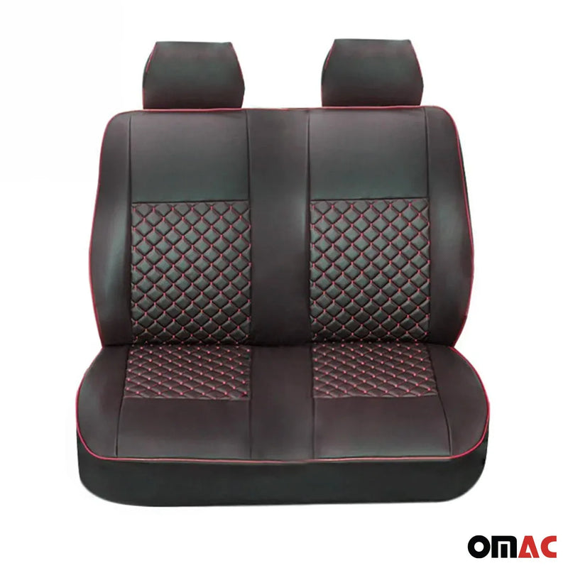 2015-2024 Ford Transit Leather Front Car Seat Covers Protector Black Red