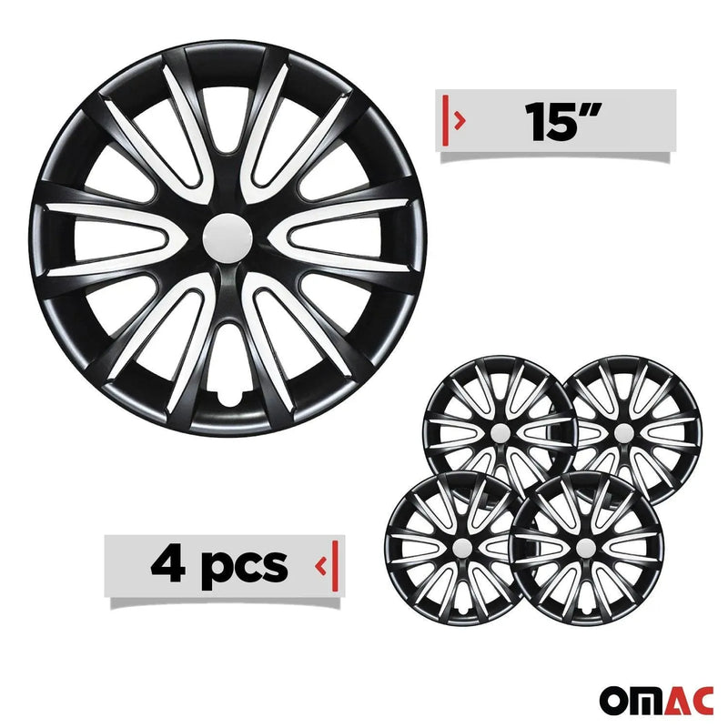 15" Wheel Covers Hubcaps for Toyota Black White Gloss - OMAC USA