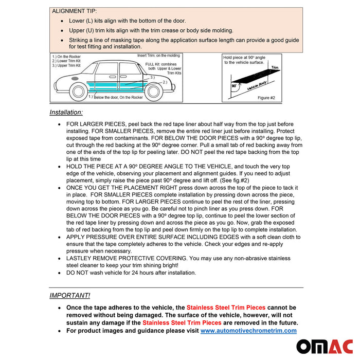 OMAC Stainless Steel Pillar Trim 4 Pcs For 2007-2020 Toyota Tundra