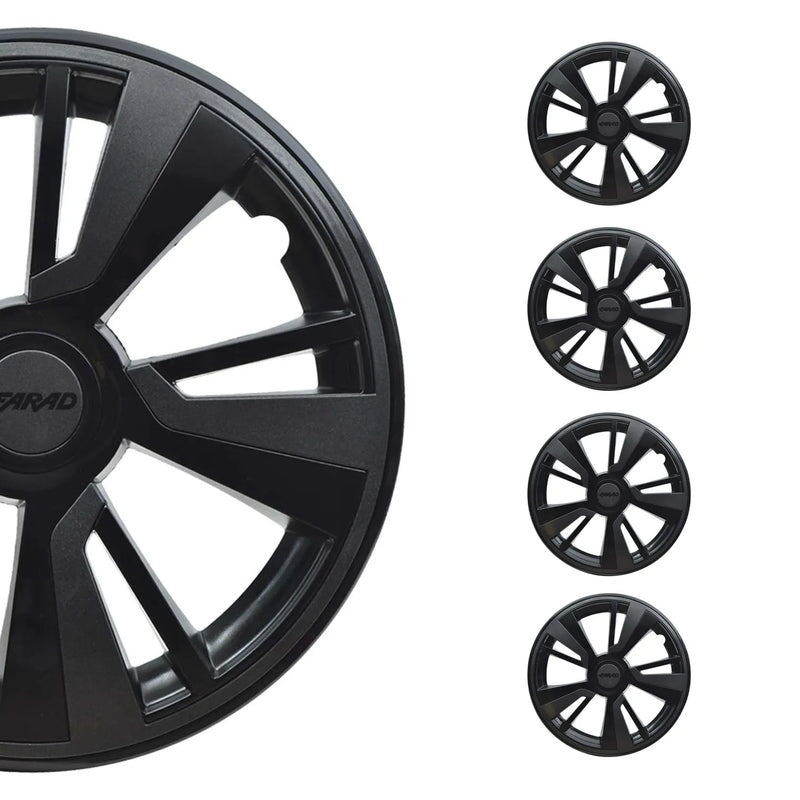 Twintone Hub Caps Wheel Cover 15" Black Matt & Dark Gray Insert Full Set 4 pcs.